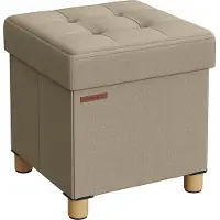 Songmics Klappbarer Sitzhocker mit Stauraum 38 x 38 cm kamelbraun LSF014K11