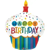 Anagram SuperShape Rainbow Birthday - Cupcake Folienballon