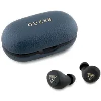 GUESS Bluetooth Kopfhörer Gutwspgtspsb Tws + Docking Station Blau/Blau Genarbtes Klassisches Logo