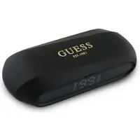 GUESS Bluetooth Kopfhörer Gutwsc2Mcdsk Tws + Docking Station Schwarz/Schwarz Längliches Metallisches Gedrucktes Logo