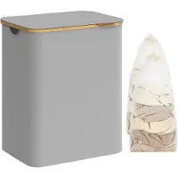 Songmics Wäschekorb 2 Fächer mit Deckel taubengrau B34LCB513G01