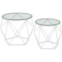 Vasagle Runde Couchtische, 2Er Set Beistelltische, Moderner Stil, Abnehmbare Platte, Stahlgestell, Für Den Wohnbereich, Transparent Und K