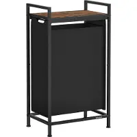 Hobby Hall Wäschekorb mit Ablage tintenschwarz-vintagebraun B34BLH001B01