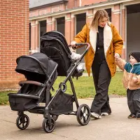 Zesso Baninni Luiz XL Duo Kinderwagen Schwarz – Innovative Lösung mit Extra Geräumigen, Wandelbaren Sitzen von der Geburt bis 22 kg