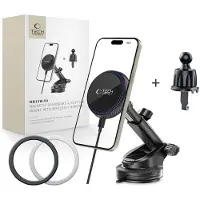 Tech-Protect MM15W-V4 Magnetic MagSafe 15W Car Holder for Cockpit / Windshield / Air Vent - Black