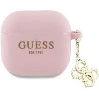 GUESS GUA4LECG4P AirPods 4 Hülle pink Silikon 4G Charm