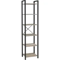 Vasagle Bücherregal mit 6 Ebenen offene Ablagen greige-schwarz B34LLS101B02