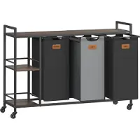 Vasagle Wäschekorb 3 Fächer mit Rollen und abnehmbaren Taschen BLH312B01