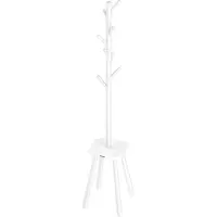 Vasagle Garderobenständer, Freistehender Garderobenständer mit 8 Haken und Ablagefach, 170,5 cm hoch, für Jacken, Hüte, Taschen, für Flur, Eingangsbereich, Schlafzimmer, Wolkenweiß