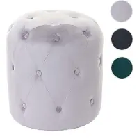 Mendler Hocker HWC-D22, Sitzhocker Ottomane, 42x39cm MVG- Samt hellgrau