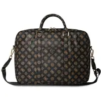 GUESS Bag 4G Peony Front Pocket Zipper Triangle Logo 16" black