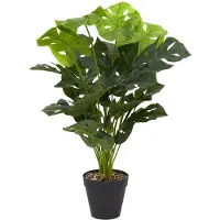 WDMT Plastik Monstera Deliciosa - ø 16,5 x 70 cm - Lochpflanze - Kunstpflanzen - Schweizer Käsepflanze - Grün