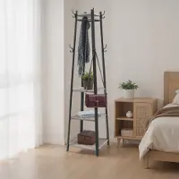 Vasagle Garderobenständer, Kleiderständer, Garderobe mit 4 Ablagen LCRB35080B02