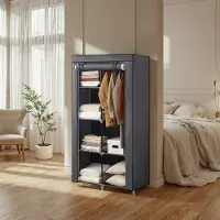 Songmics Kleiderschrank, 1 Kleiderstange, 6 Ebenen RYGB3584G