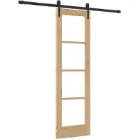 vidaXL Schiebetür Natur 61 x 198,5 cm Massivholz Kiefer und Glas