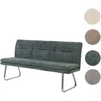 Mendler Sitzbank HWC-H70, Esszimmerbank Bank Polsterbank, Lehne Stoff/Textil Chenille Edelstahl gebürstet 18 108144+108145