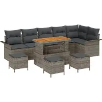 vidaXL Garten-Sofa-Set 10 stk. 9-Sitzanzahl Grau