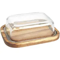 Home Deco Factory Butterdose in Natur/ Transparent - (L)19 x (B)14 cm - onesize