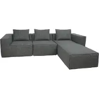 Mendler L-Sofa MCW-O54, Lounge-Couch mit Ottomane, erweiterbar modular rechts/links, Stoff/Textil 63x270x190cm dunkelgrau