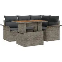 vidaXL Garten-Sofa-Set 5 stk. Grau Poly Rattan