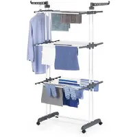 DS Produkte EASYmaxx Wäsche-Tower 1600 mit Rollen, 3 Etagen & 2 Seitenflügeln für 14 Bügel