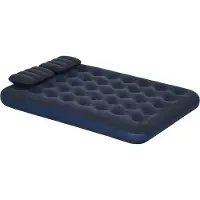 Outsunny Luftbett, Luftmatratze mit Handpumpe, Kopfkissen, Blau, 203x152x22 cm
