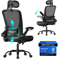 Songmics Bürostuhl ergonomisch mit Kopfstütze tintenschwarz