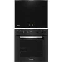 Miele Induktions Herd-Set "H2459I D OBSW + KM 7061 FR", mit Teleskopauszug nachrüstbar, Herd-Set - Herd mit 2 FlexiClip-Auszügen sowie Induktionskochfeld