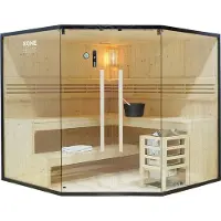HOME DELUXE - Traditionelle Sauna - Shadow XL BIG - 200 x 200 x 190 cm - für 6 Personen - Fichtenholz, inkl. Saunaofen I Dampfsauna Aufgusssauna