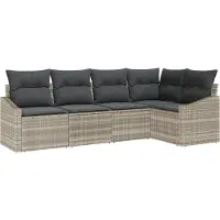 vidaXL Gartensofa-set 5 Stk. Hellgrau Poly-Rattan