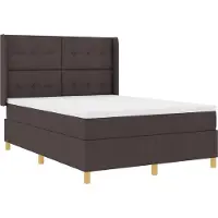 vidaXL Boxspringbett mit LED-Lichtleisten Braun 140 x 200 cm Stoff