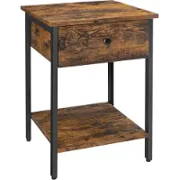 Vasagle Nachttisch, Beistelltisch mit Schublade und Ablage, Vintage-Dunkelbraun