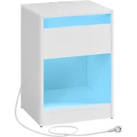Vasagle Nachttisch mit LED-Beleuchtung modern wolkenweiß LET618T15