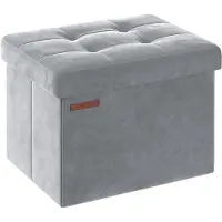Songmics Sitzbank mit Stauraum aus Samt mit Deckel taubengrau LSF200G02