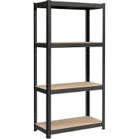 Songmics Schwerlastregal 4 Holzböden, 130kg Fachlast, schwarz, 160 x 80 x 40cm, 2 Stück