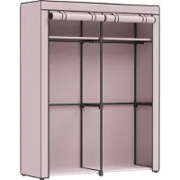 Songmics Kleiderschrank, Stoffschrank mit 2 Kleiderstangen, faltbar
