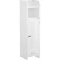 Vasagle Badezimmerschrank klein, Badschrank schmal, stehend, mit Tür und Regal, kleiner Schrank, Toilettenschrank, verstellbare Ablagen