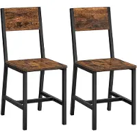 Vasagle 2er Set Esszimmerstühle, Küchenstühle, Esszimmerstuhl für Esszimmer, Metallrahmen, Wohnzimmer, Küche, vintagebraun-schwarz LDC092B01V1
