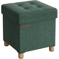 Songmics Sitzbank klappbar 38 x 38 x 40 cm mit Stauraum vintagegrün LSF014C11