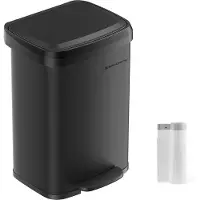 Songmics Mülleimer LTB530B5002, schwarz, aus Metall, 50 Liter