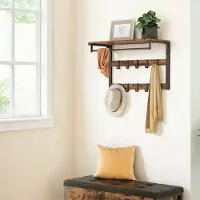 Vasagle Wandgarderobe, mit Ablage, Wandregal mit 10 abnehmbaren Haken LCRB35101B01