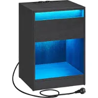 Vasagle Nachttisch mit LED-Beleuchtung modern aschschwarz LET618T22