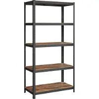 Songmics Standregal, Bücherregal, Lagerregal, 5 Ablagen, Küchenregal, Regal, 50 x 100 x 200 cm, bis 870 kg belastbar, verstellbare Ablagen, Industrie-Design, vintagebraun-schwarz GLR050B11