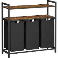 Usorteret Wäschekorb 3 Fächer mit 2 Ablagen vintagebraun-schwarz BLH213B01