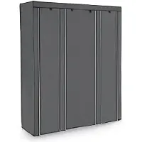 CALICOSY Kleiderschrank mit Ablagen und Stange Grau