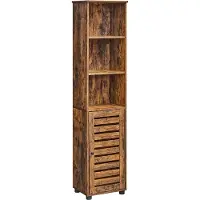 Vasagle Badezimmerschrank 3 offene Fächer 2 verstellbare Einlegeböden vintagebraun