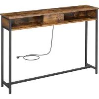 Vasagle Konsolentisch Mit Steckdosen, Beistelltisch Mit 2 Fächern, Schmal, 25 X 120 X 81 Cm, Platzsparend, Für Flur, S