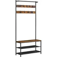 Vasagle Garderobe mit Schuhbank Industrie-Stil vintagebraun-schwarz B34HSR421B01