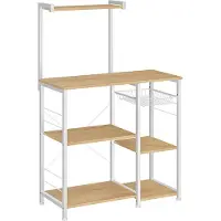 Vasagle Küchenregal mit Metallkorb eichenbeige-klassikweiß B34KKS035W09