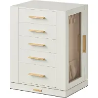 Songmics Schmuckkästchen geräumig offenes Design Geschenkidee wolkenweiß JBC170W01